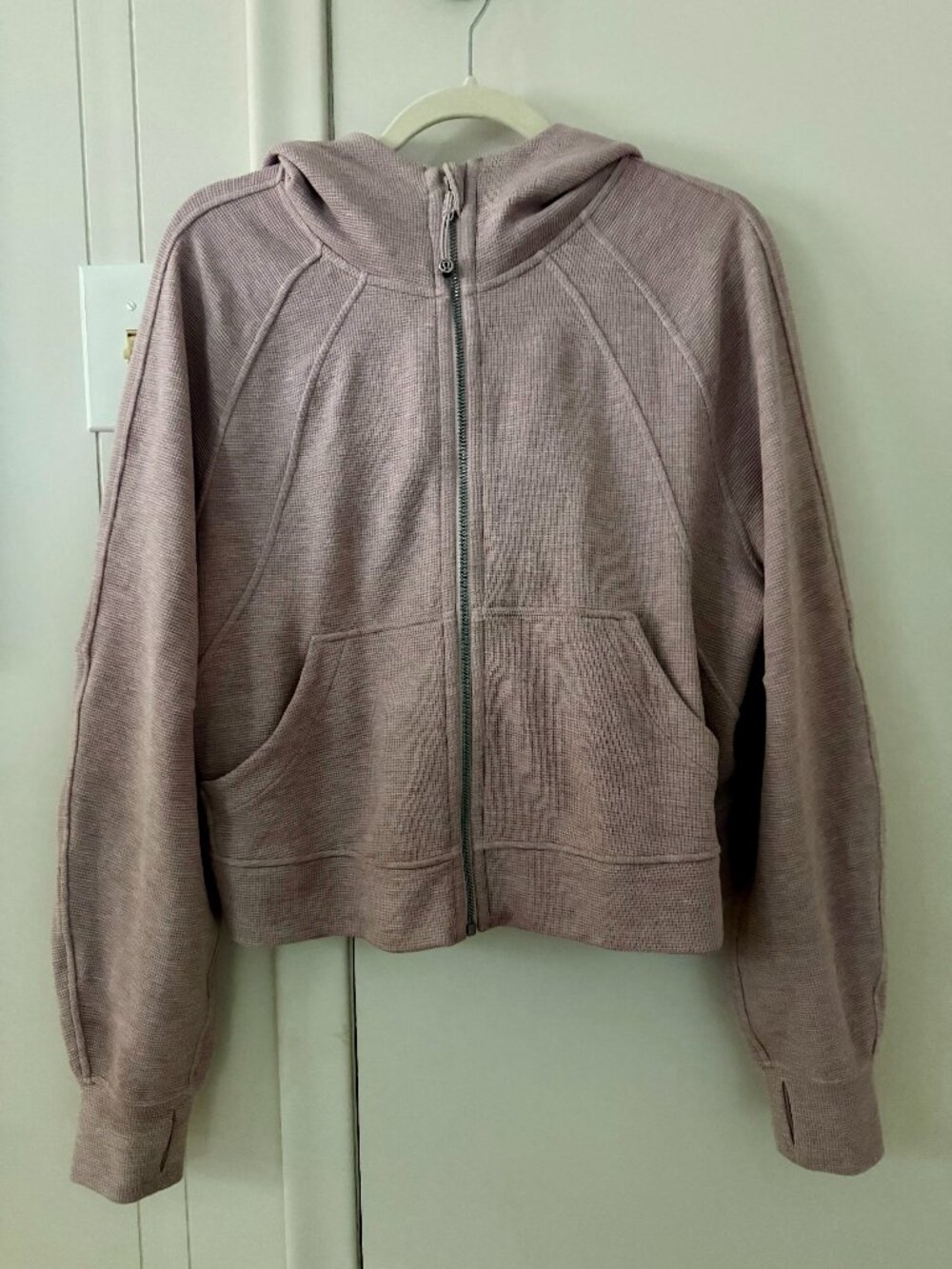 Lululemon Scuba Oversized Full Zip Hoodie Waffle Heathered Porcelain Pink M/L